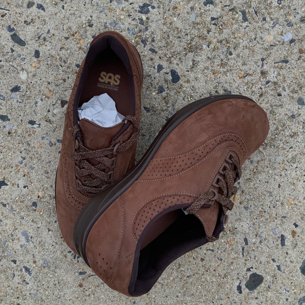SAS Free Time Brown Nubuck Leather Walking Shoes Womens 10 W Made in USA Comfort - Picture 14 of 16